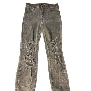 J Brand Maria Black Distressed Skinny Denim Jeans Knee Rips Destroyed Sz 24 READ